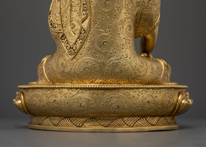 Shakyamuni Buddha Holding Alms Bowl | 24K Gold Gilded Copper Statue