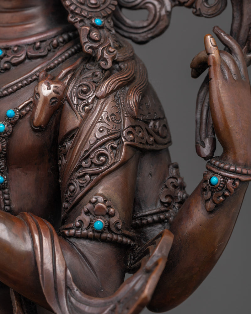 Chenrezig Buddhist Copper Statue | Compassionate Figure