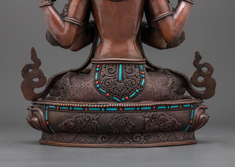 Chenrezig Buddhist Copper Statue | Compassionate Figure