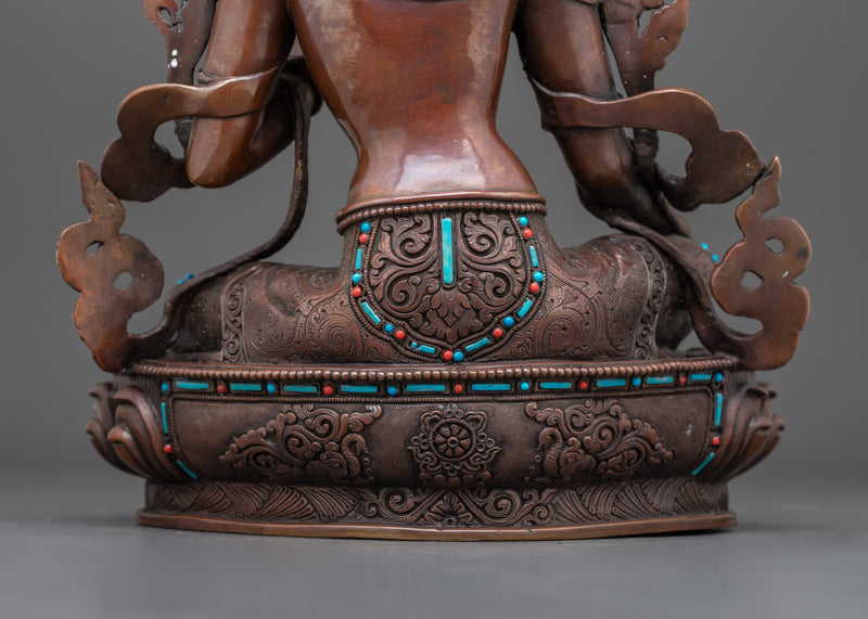 Mother Green Tara Buddha Statue | Oxidized Copper Artwork