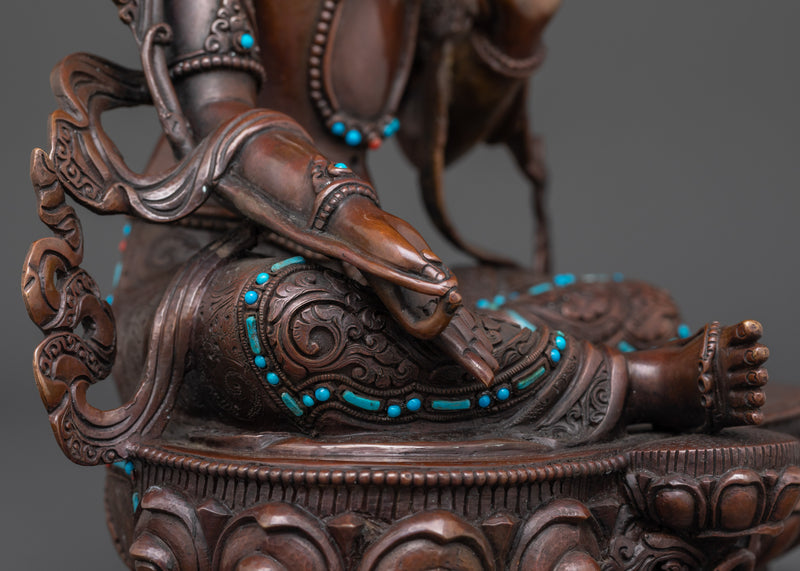 Mother Green Tara Buddha Statue | Oxidized Copper Artwork