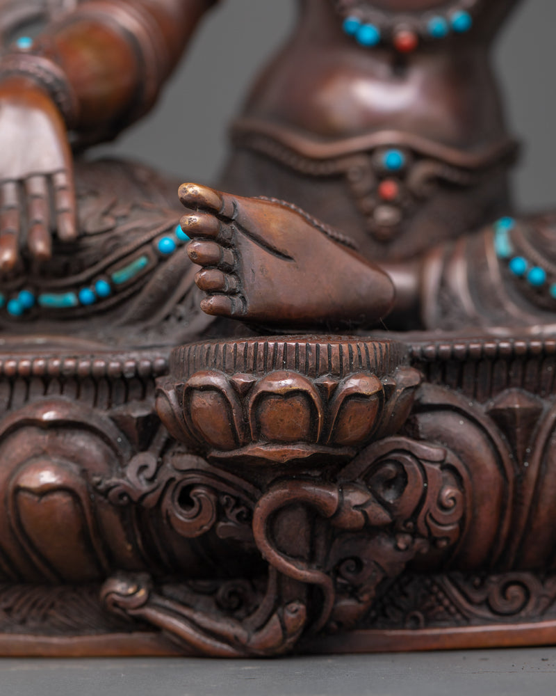 Mother Green Tara Buddha Statue | Oxidized Copper Artwork