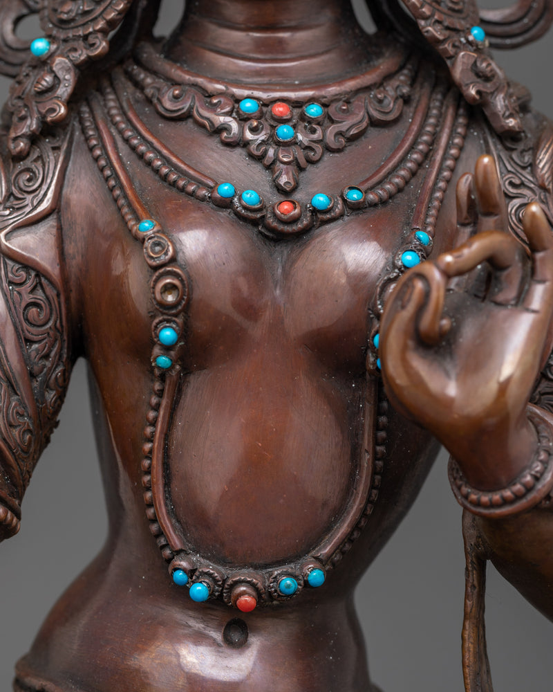 Mother Green Tara Buddha Statue | Oxidized Copper Artwork