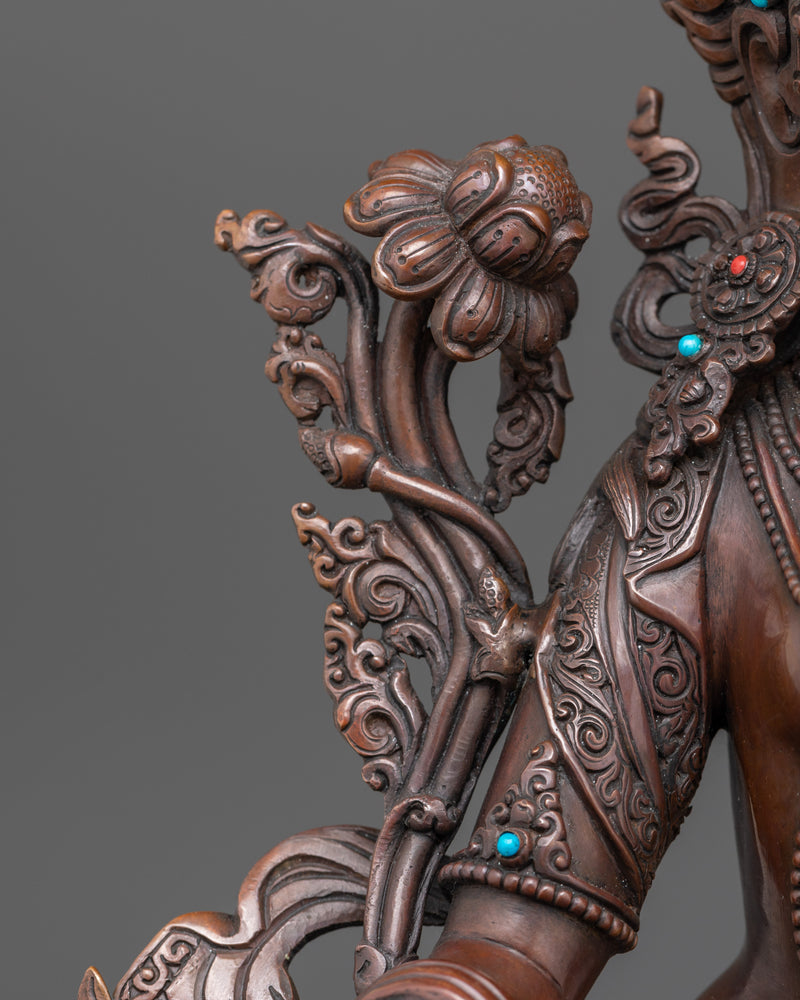 Mother Green Tara Buddha Statue | Oxidized Copper Artwork