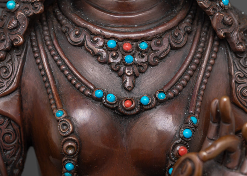 Mother Green Tara Buddha Statue | Oxidized Copper Artwork