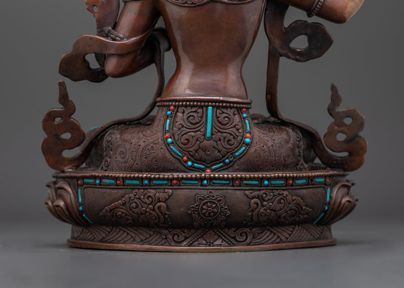 Manjushri Wisdom God Statue | Oxidized Copper Buddha