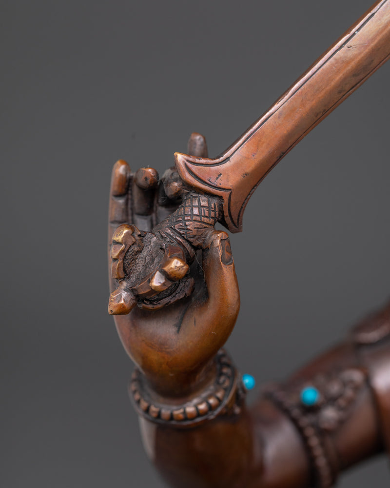 Manjushri Wisdom God Statue | Oxidized Copper Buddha