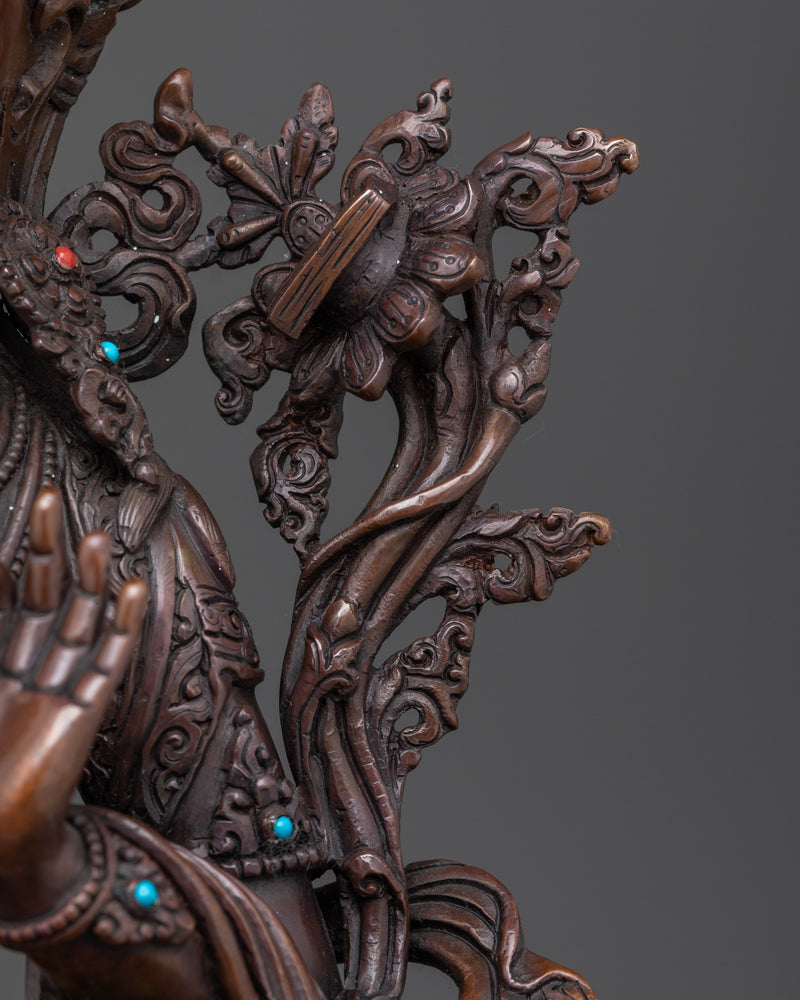 Manjushri Wisdom God Statue | Oxidized Copper Buddha