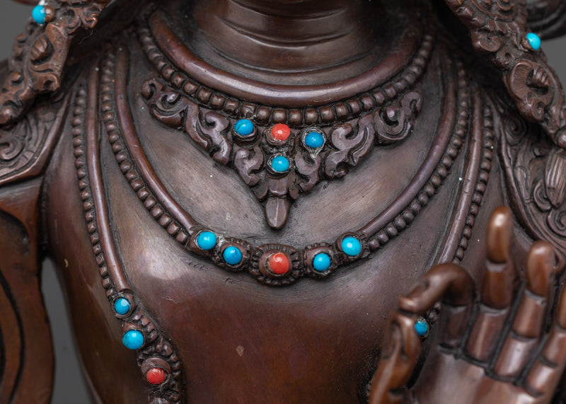 Manjushri Wisdom God Statue | Oxidized Copper Buddha