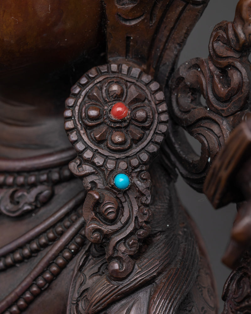 Manjushri Wisdom God Statue | Oxidized Copper Buddha