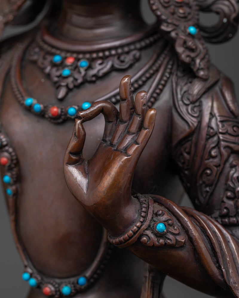 Manjushri Wisdom God Statue | Oxidized Copper Buddha