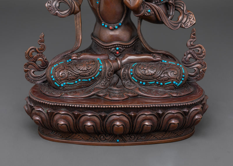 Manjushri Wisdom God Statue | Oxidized Copper Buddha