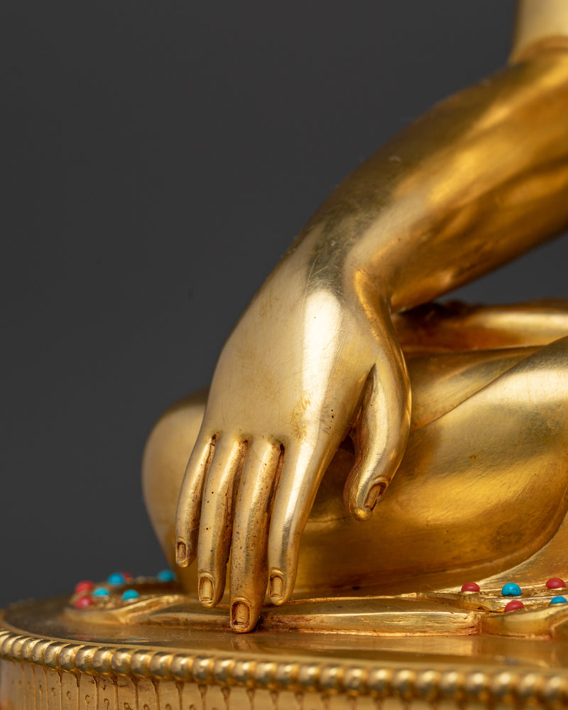 15.6-Inch Shakyamuni Buddha | 24K Gold Gilded Copper Statue