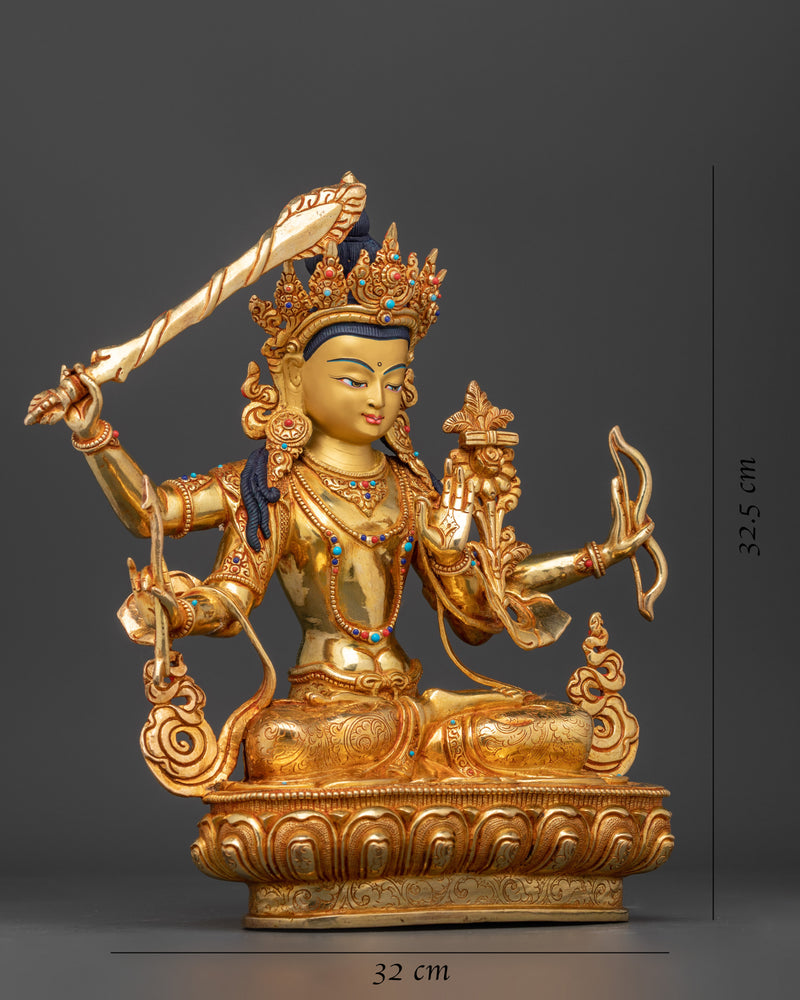 Maha Manjushri Gilt Statue