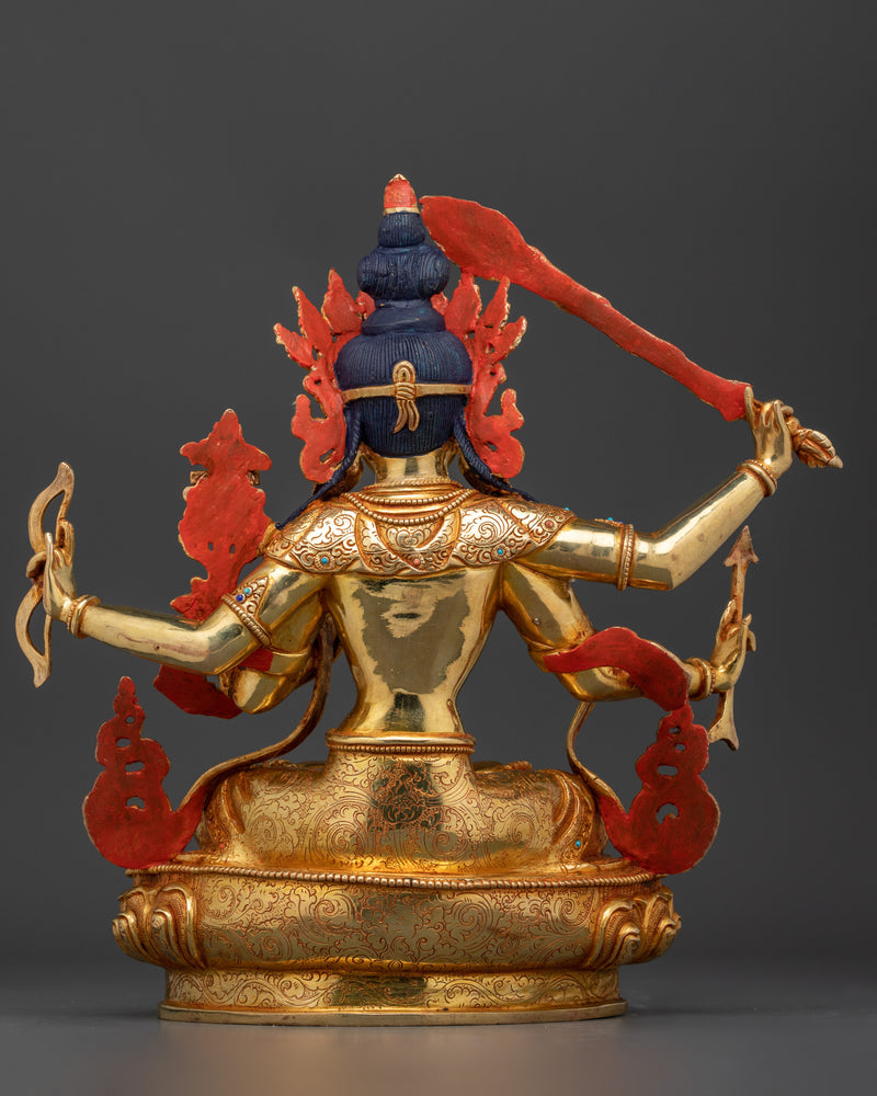 Maha Manjushri Gilt Statue | The Bodhisattva of Wisdom and Enlightenment