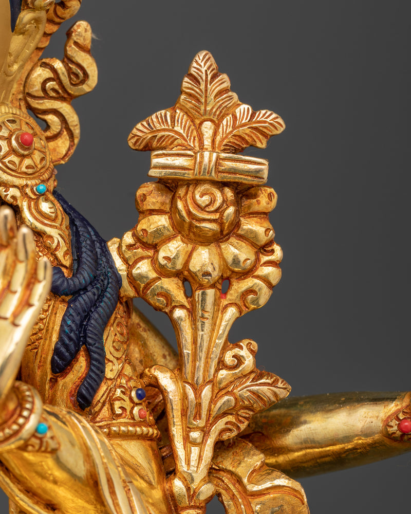 Maha Manjushri Gilt Statue | The Bodhisattva of Wisdom and Enlightenment