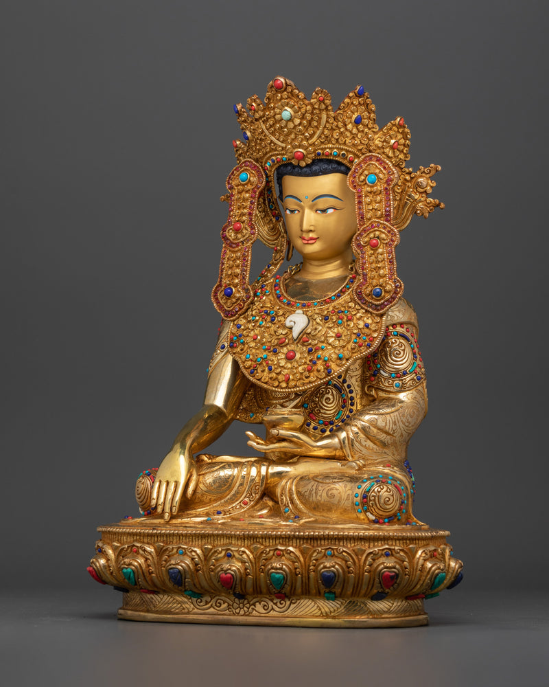 The Enlightened One with Regal Grace | Crown Shakyamuni Buddha Statue