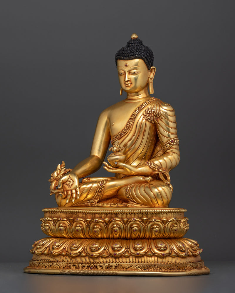 The Supreme Healer Bhaisajyaguru | Medicine Buddha Gold Gilded Statue