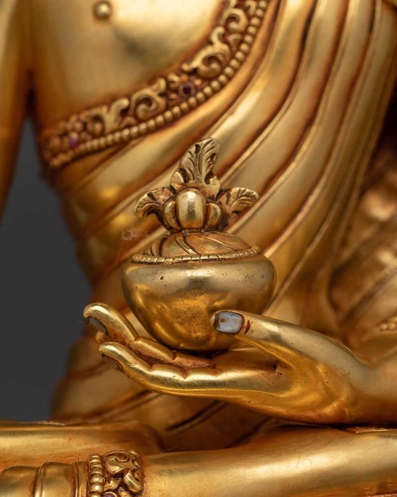 The Supreme Healer Bhaisajyaguru | Medicine Buddha Gold Gilded Statue