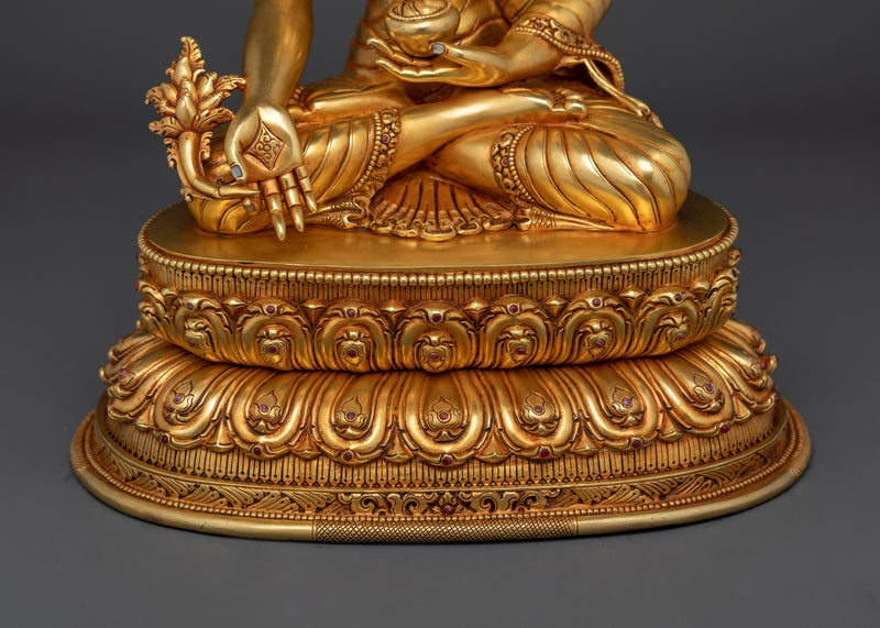 The Supreme Healer Bhaisajyaguru | Medicine Buddha Gold Gilded Statue