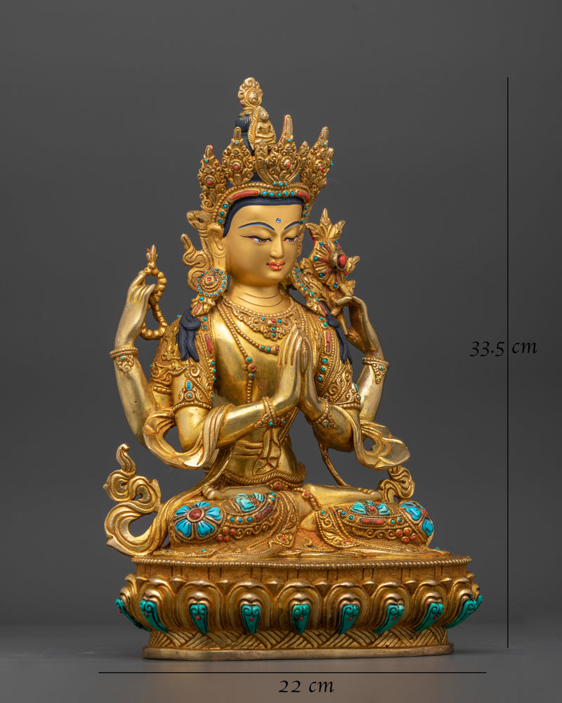 Chenrezig Copper Statue | Nepalese Hand-crafted Artwork