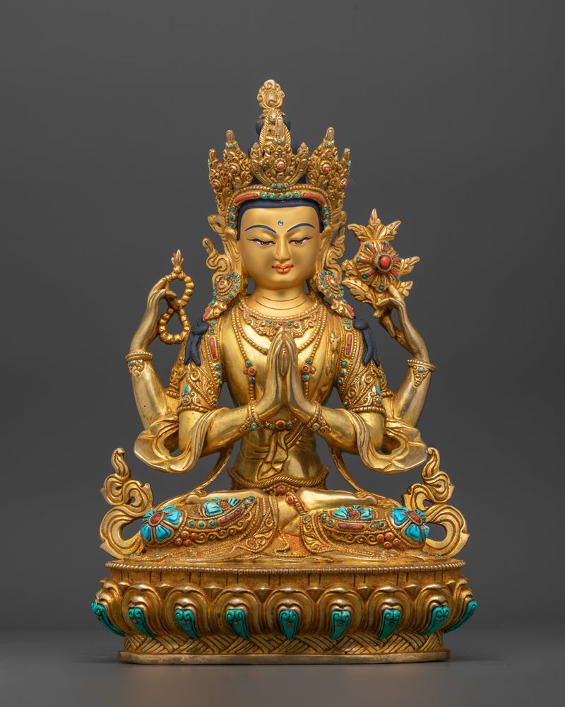 Chenrezig Copper Statue | Nepalese Hand-crafted Artwork