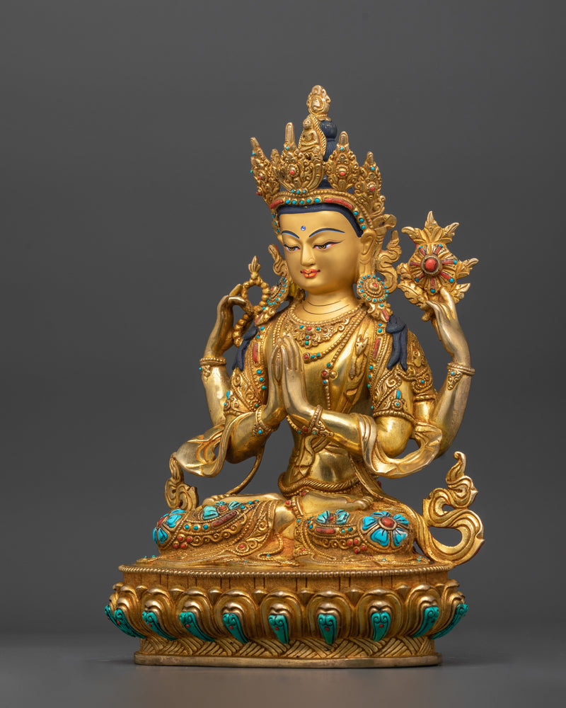 Chenrezig Copper Statue | Nepalese Hand-crafted Artwork