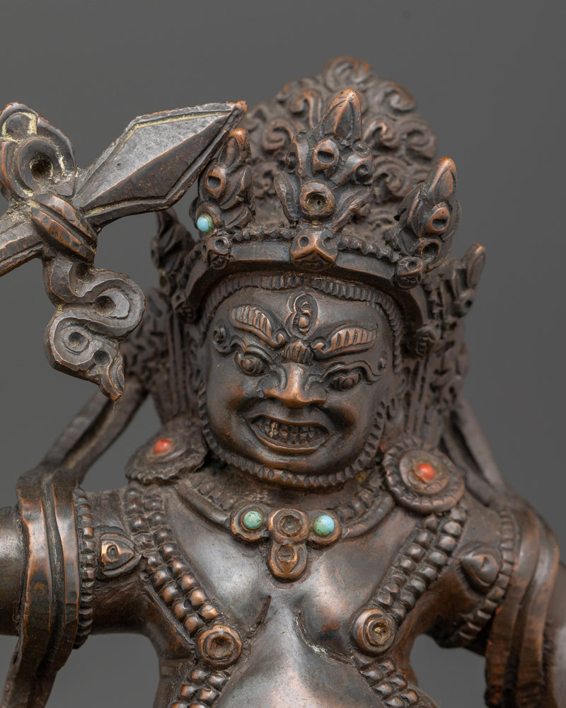 Handcrafted White Dzambhala Statue | Oxidized Copper Wealth Deity Sculpture