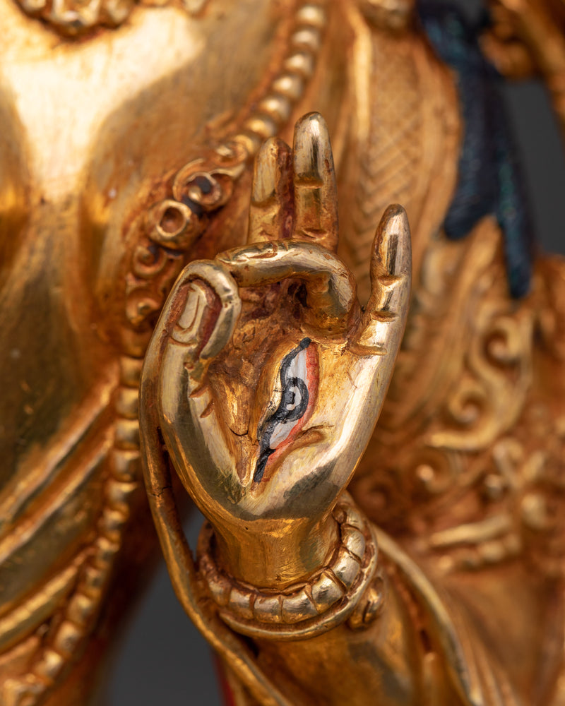 24K Gold Gilded White Tara Art | Compassionate Deity for Longevity and Healing