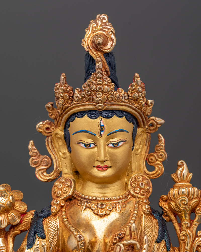 24K Gold Gilded White Tara Art | Compassionate Deity for Longevity and Healing