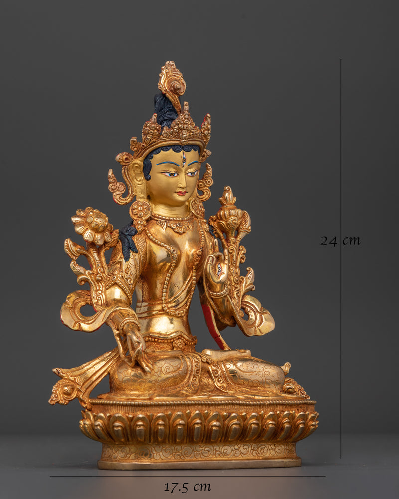 24K Gold Gilded White Tara Art | Compassionate Deity for Longevity and Healing