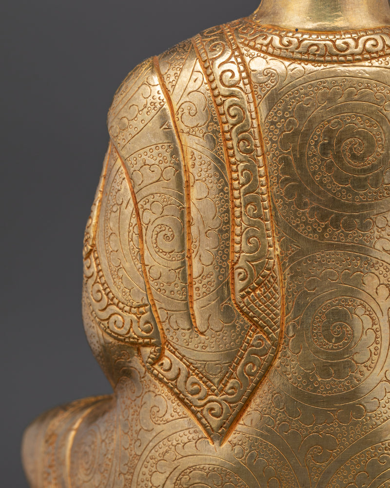 24K Gold Gilded Medicine Buddha Sculpture | Deity of Healing and Enlightenment