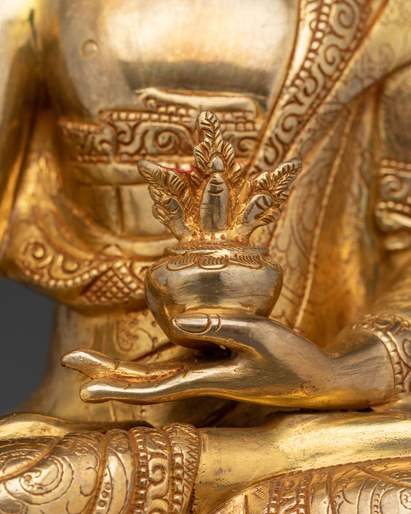 24K Gold Gilded Medicine Buddha Sculpture | Deity of Healing and Enlightenment