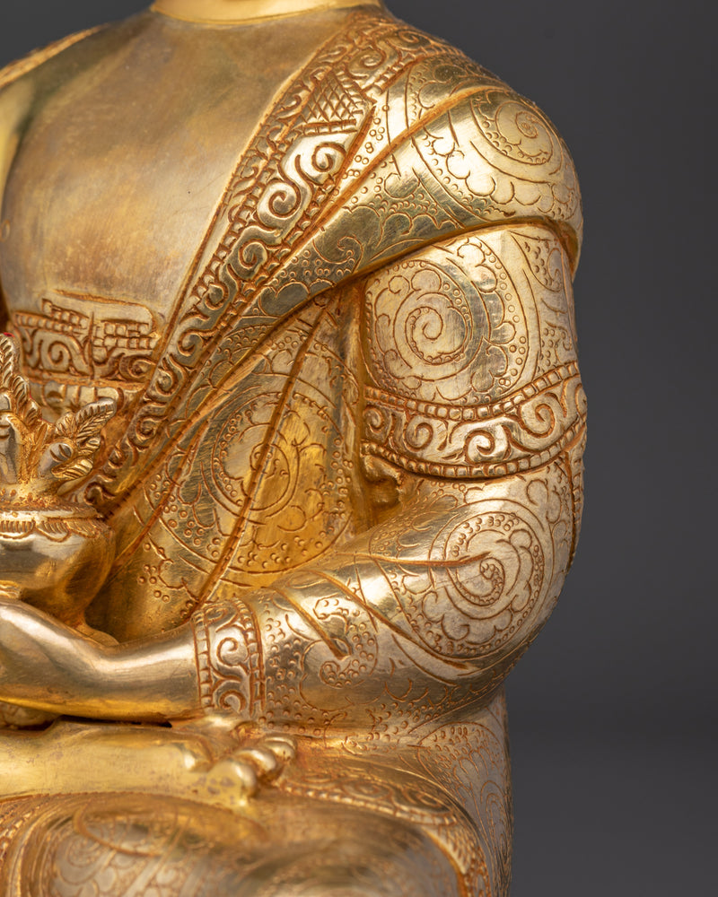 24K Gold Gilded Medicine Buddha Sculpture | Deity of Healing and Enlightenment