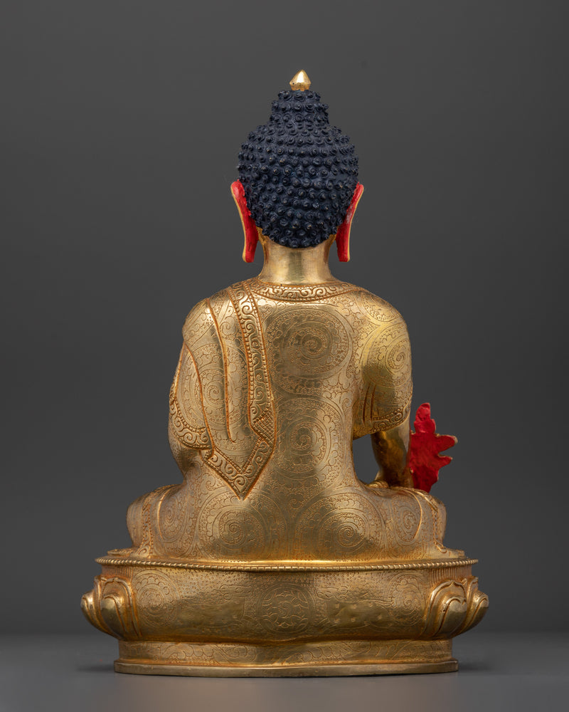 24K Gold Gilded Medicine Buddha Sculpture | Deity of Healing and Enlightenment