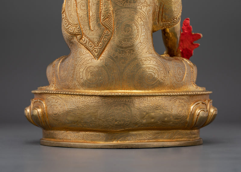 24K Gold Gilded Medicine Buddha Sculpture | Deity of Healing and Enlightenment