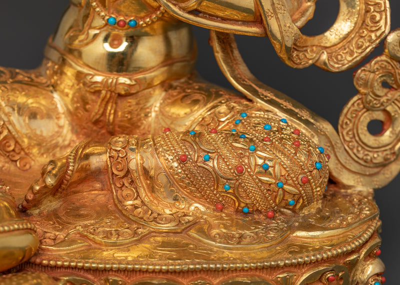 Tranquil Green Tara Figurine | 24K Gold Gilded Grace