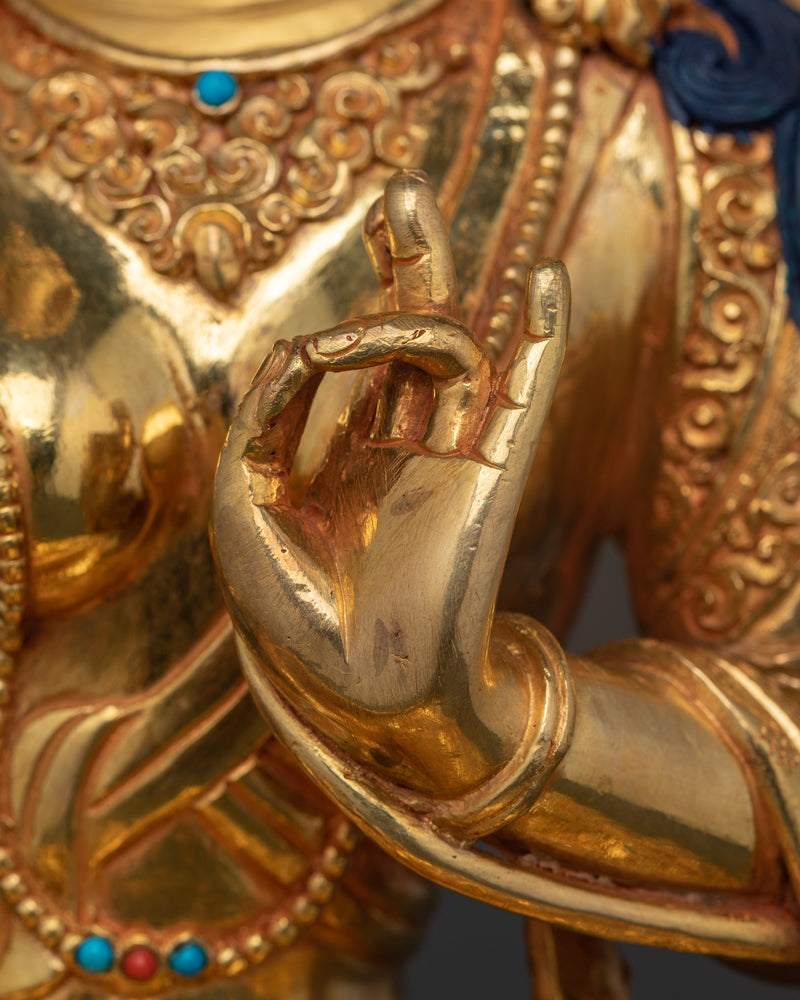 Tranquil Green Tara Figurine | 24K Gold Gilded Grace