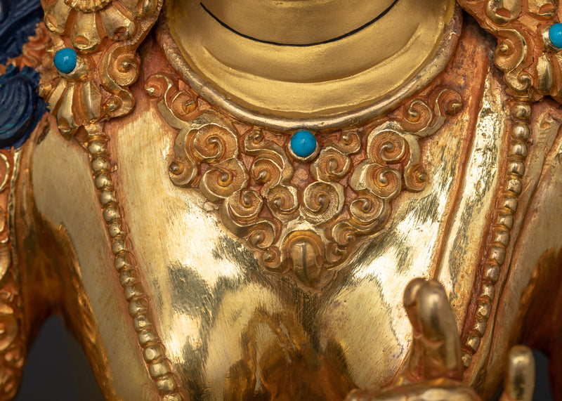 Tranquil Green Tara Figurine | 24K Gold Gilded Grace