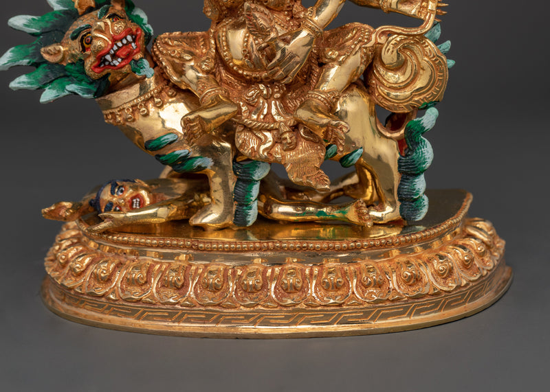 24K Gold Gilded Pehar Gyalpo Figurine | Tibetan Protector