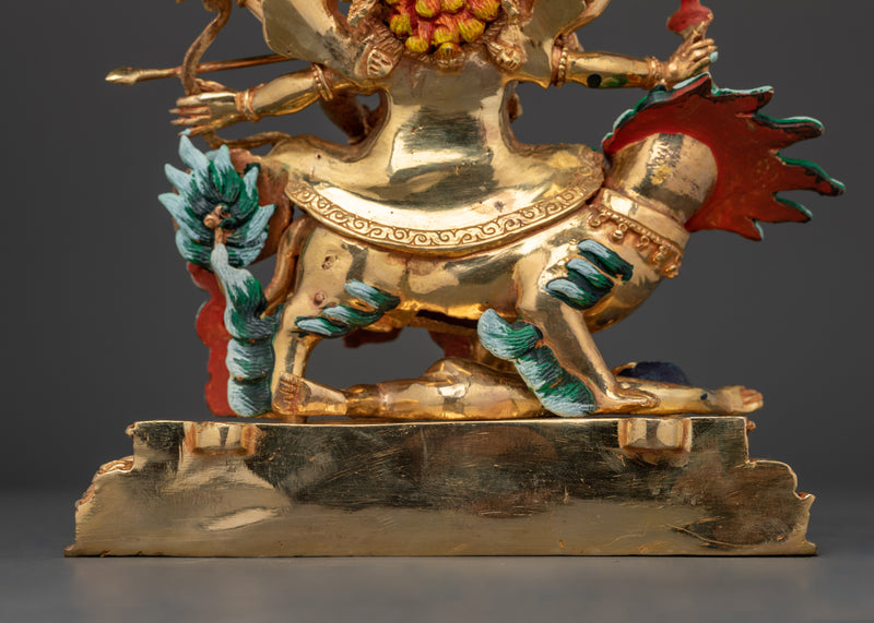 24K Gold Gilded Pehar Gyalpo Figurine | Tibetan Protector