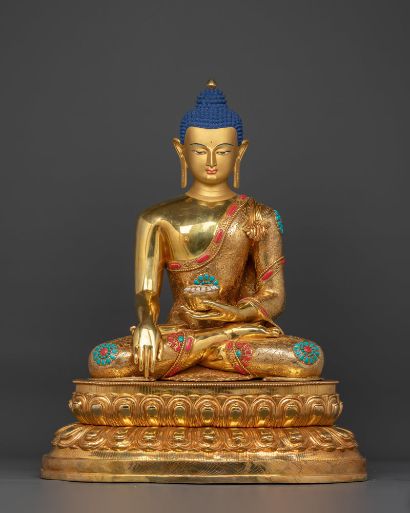 Buddha Shakyamuni Seated in Meditation Posture | 24K Gold Gilded Statue