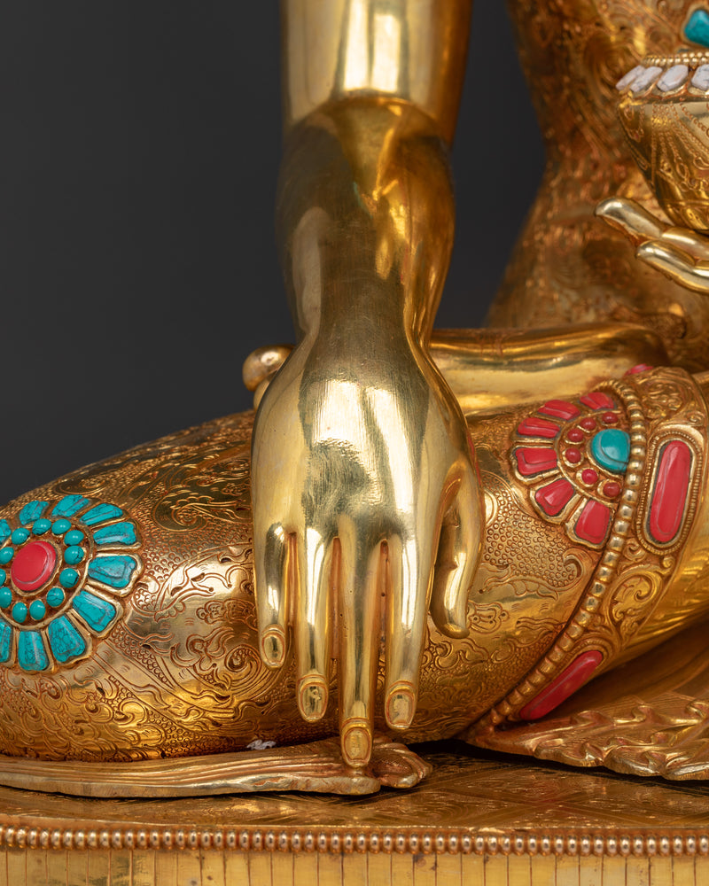 Buddha Shakyamuni Seated in Meditation Posture | 24K Gold Gilded Statue