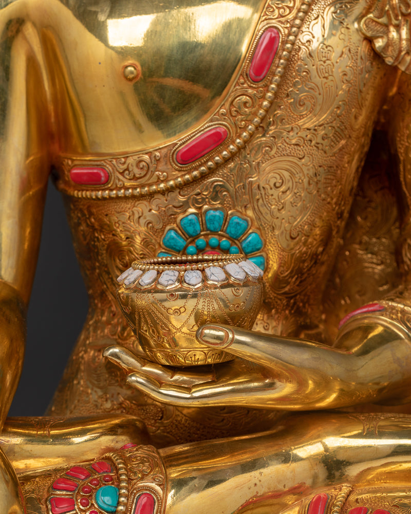 Buddha Shakyamuni Seated in Meditation Posture | 24K Gold Gilded Statue