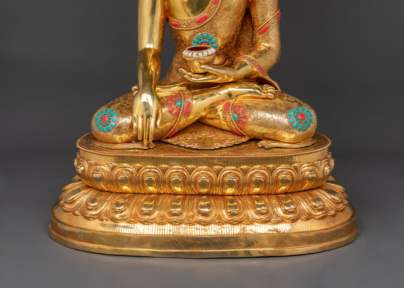 Buddha Shakyamuni Seated in Meditation Posture | 24K Gold Gilded Statue