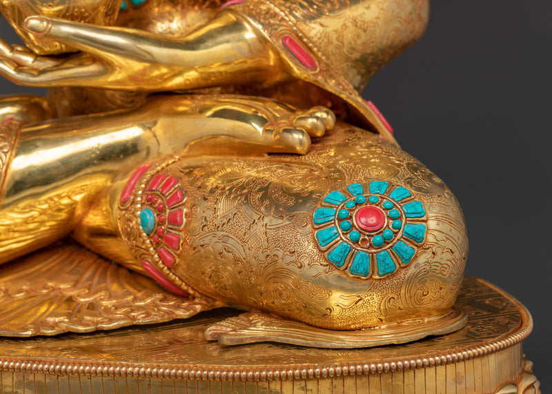 Buddha Shakyamuni Seated in Meditation Posture | 24K Gold Gilded Statue