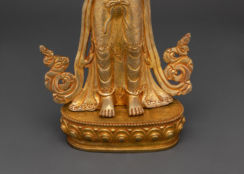 4 Arm Standing Chenrezig Statue | 24K Gold Gilded Bodhisattva of Compassion