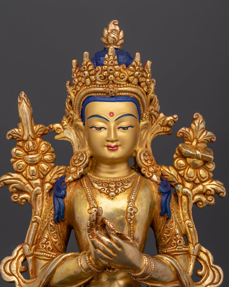 Hand-Carved 4 Standing Bodhisattva Set | 24K Gold Gilded Tibetan Sculpture