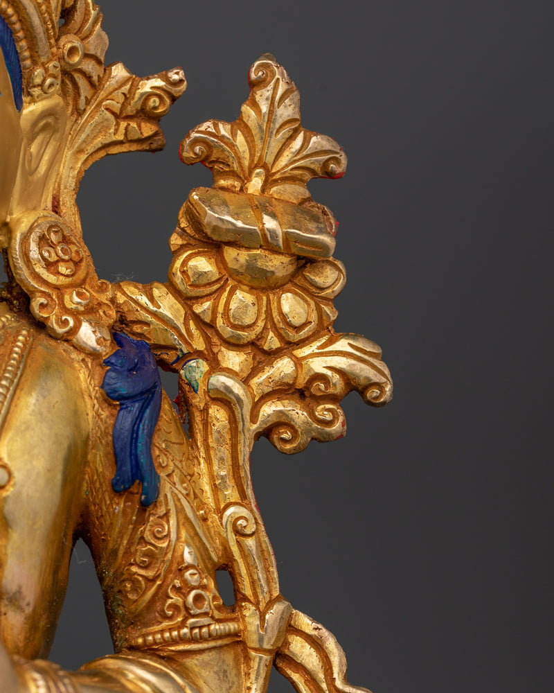 Hand-Carved 4 Standing Bodhisattva Set | 24K Gold Gilded Tibetan Sculpture