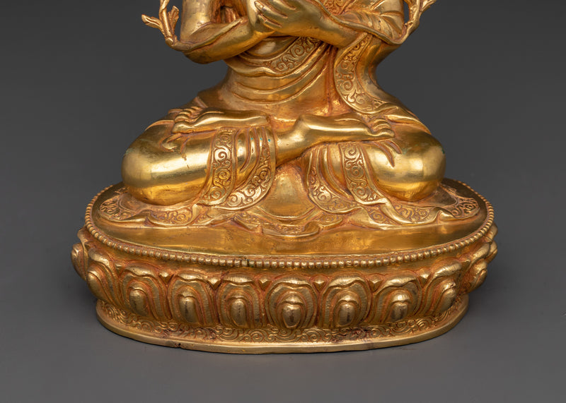 Je Tsongkhapa Buddhist Master | 24K Gold Gilded Sculpture from Nepal